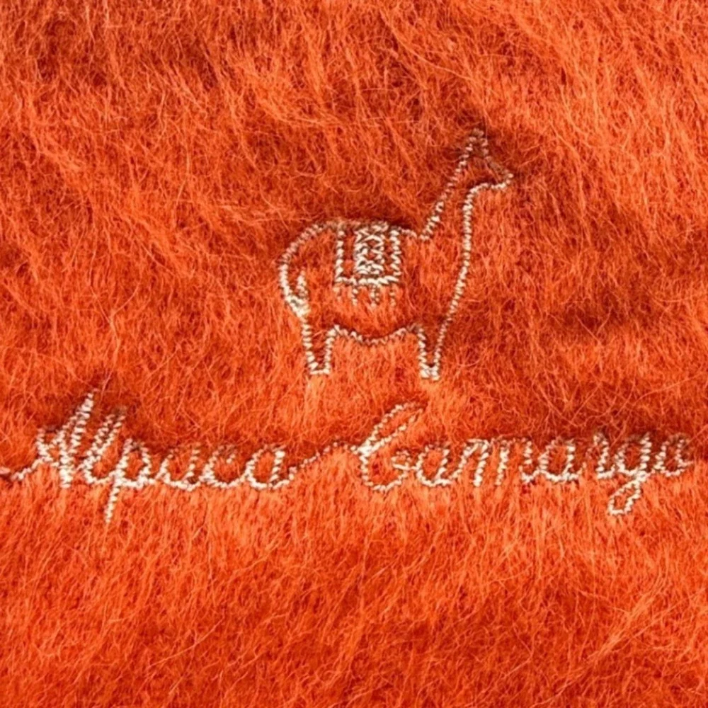 Alpaca Camargo Orange Fuzzy Alpaca Wool Scarf Made In Peru New With Tags